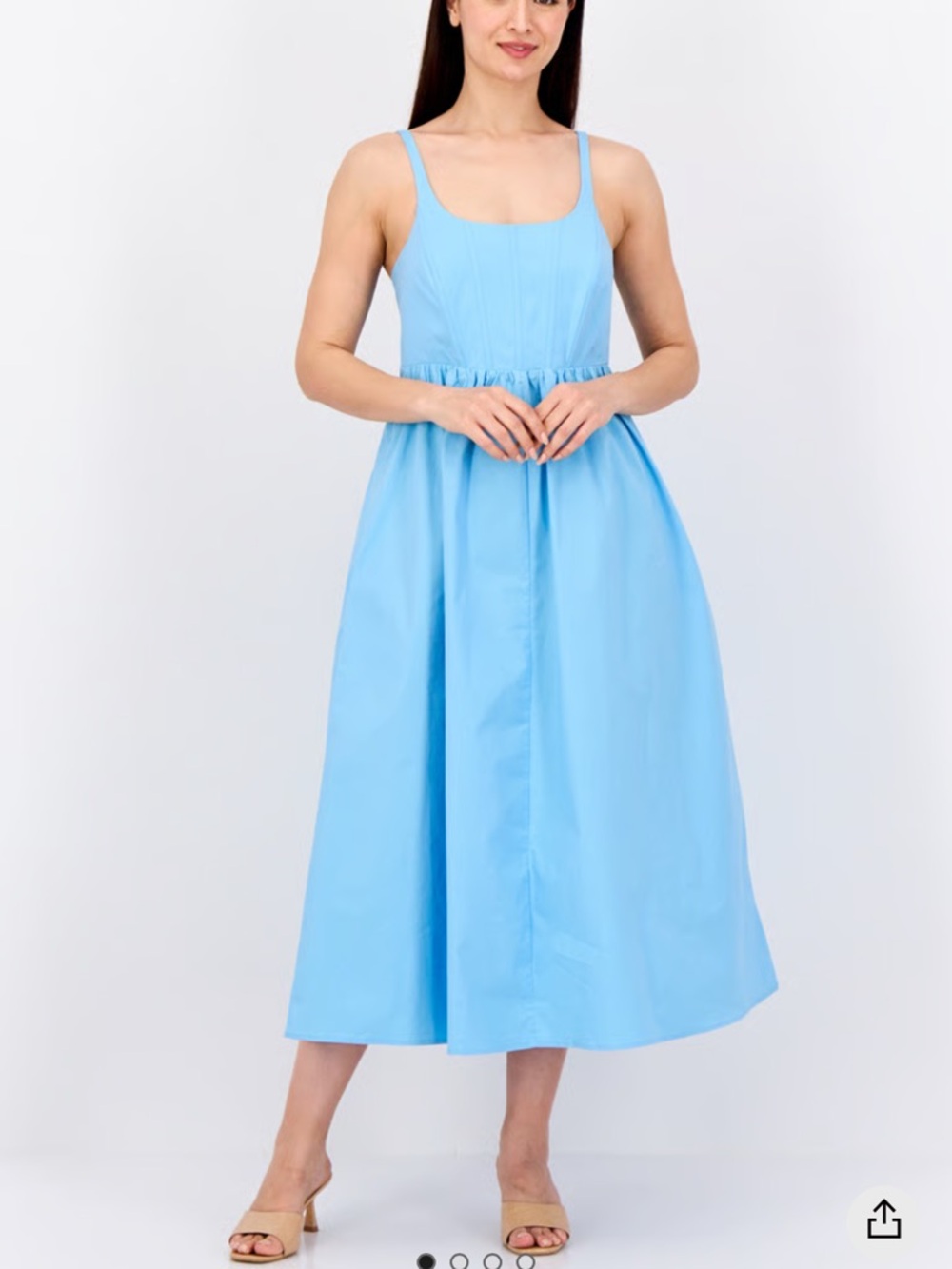 Esprit Light Blue Sleeveless Midi Dress with Square Neck